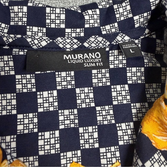 Murano Liquid Luxury Slim Fit Floral Checker Polo Shirt - Picture 4 of 9
